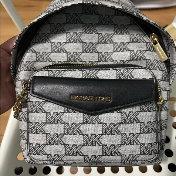Michael Kors Black and Gray Backpack with Gold Accents m34361425475_1.jpg main image 3